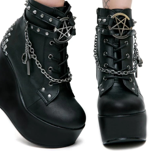 Demonia | Shoes | Demonia The Craft Studded Wedge Boot | Poshmark